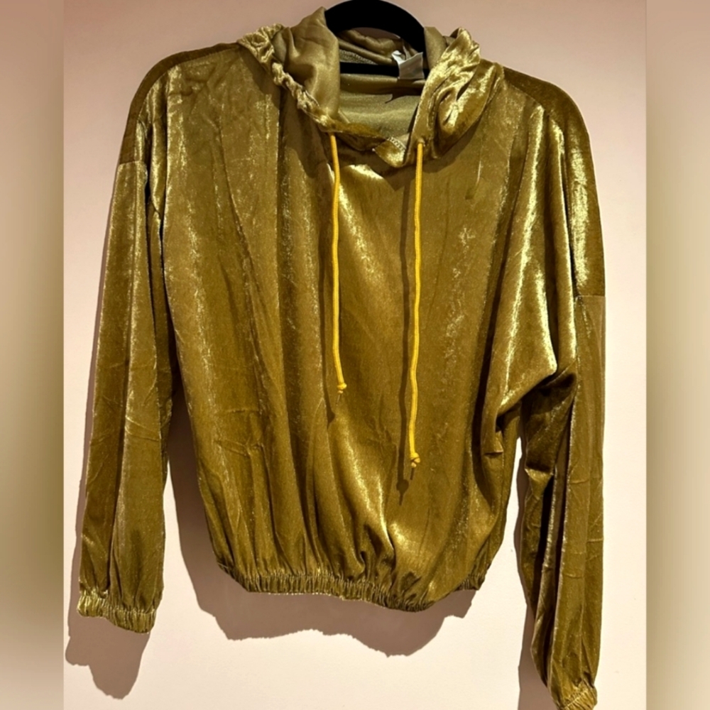 Gold Velvet Hoodie Sz S